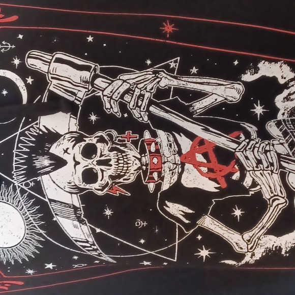 DOLLSKILL 2X BLACK LONG-SLEEVED SWEATSHIRT WITH PUNK ANARCHY IN RED ON FRONT - Picture 12 of 13